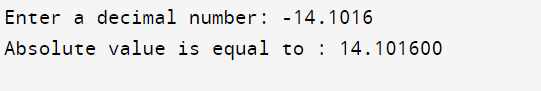 Absolute Value in C