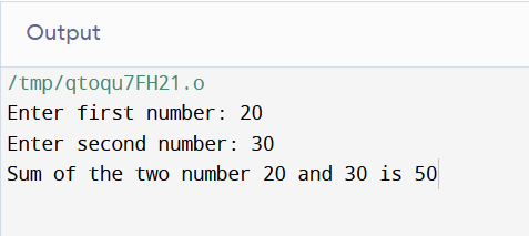 Addition of Two Numbers in C