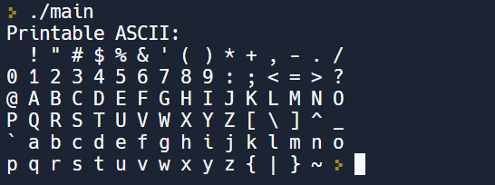 ASCII Table in C