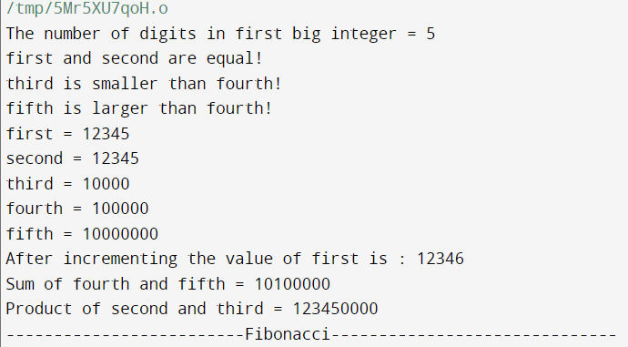 Bigint (BIG INTEGERS) in C with Example