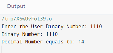 BINARY TO DECIMAL IN C