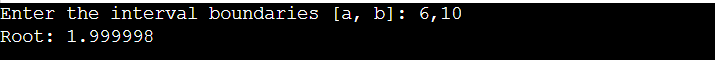 Bisection Method in C