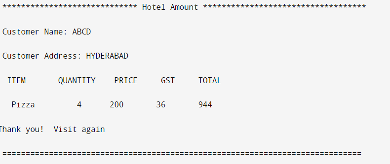 C Program for Customer Billing System