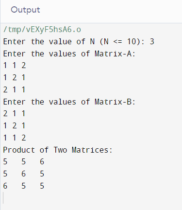 C Program for Matrix Multiplication