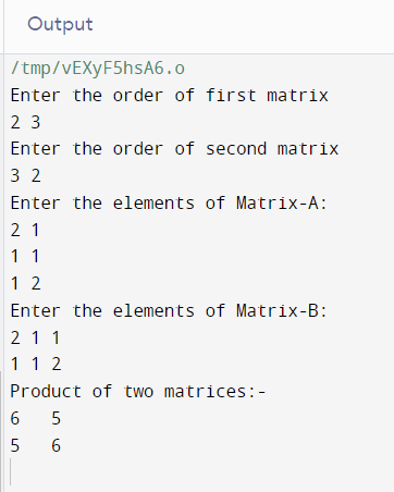 C Program for Matrix Multiplication