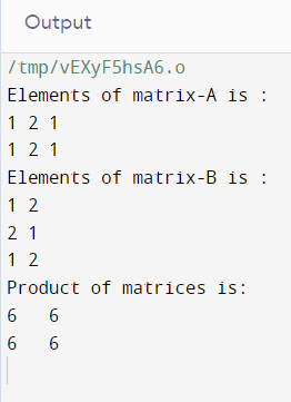 C Program for Matrix Multiplication