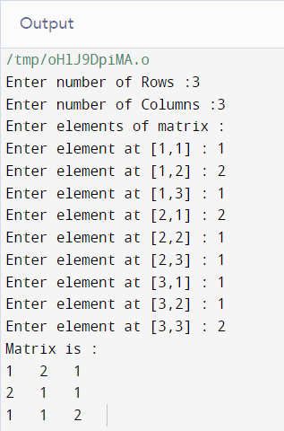 C Program to Print A Matrix