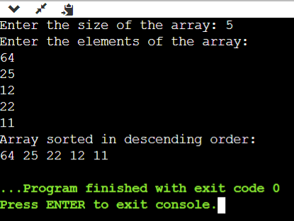 C Program to Sort an Array in Descending Order