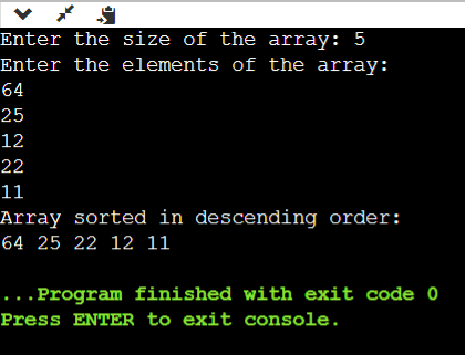 C Program to Sort an Array in Descending Order