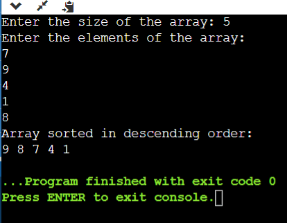 C Program to Sort an Array in Descending Order