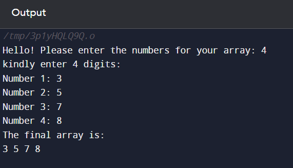 C Program to store n numbers in array