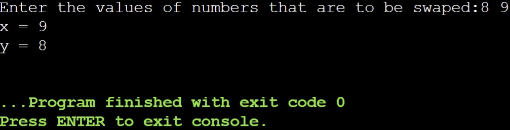 C Program To Swap 2 Numbers