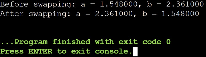 C Program To Swap 2 Numbers