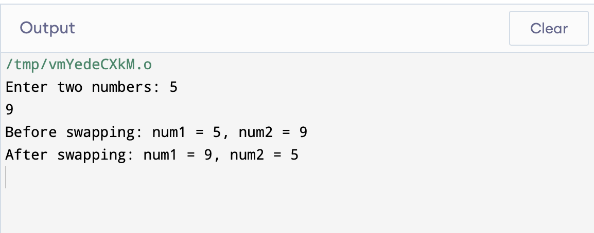 C program to swap two numbers without using a third variable