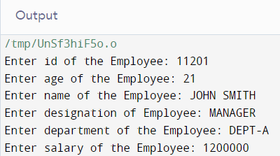 C PROGRAM USING STRUCTURES EMPLOYEE DETAILS