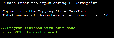 COPYING ONE STRING INTO ANOTHER WITHOUT USING STRCPY IN C LANGUAGE