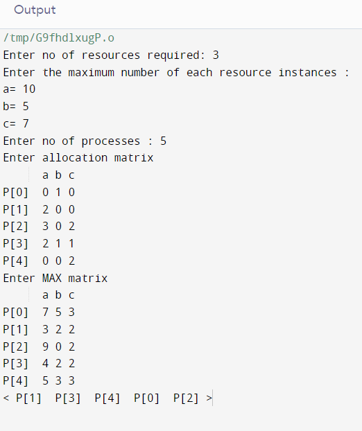 Deadlock Avoidance Program In C