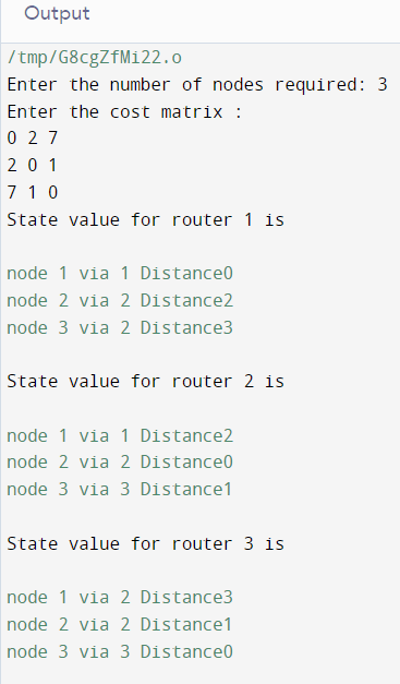 Distance Vector Routing Program In C