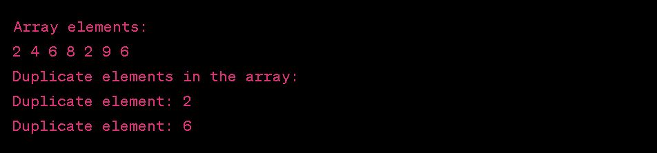 Find duplicate elements in array in C