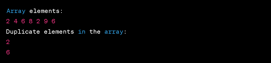 Find duplicate elements in array in C