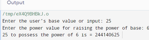 Find the Power Of Number In C