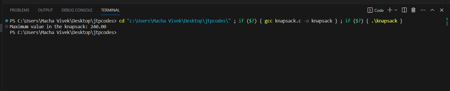 Fractional knapsack problem in C