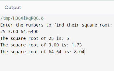 How to find square root in C Language