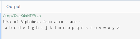 How to print alphabets in C