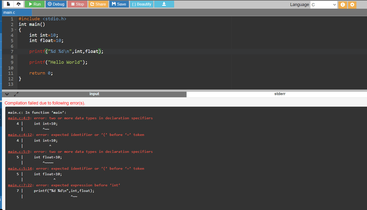 Identifiers In C