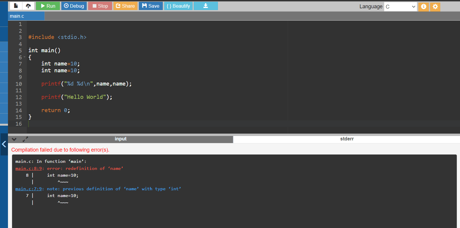 Identifiers In C