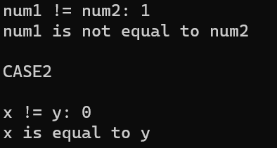 Not Equal to (! =) in C