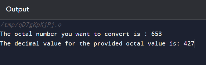 OCTAL TO DECIMAL IN C