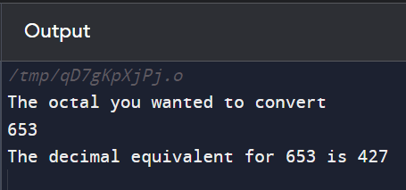 OCTAL TO DECIMAL IN C