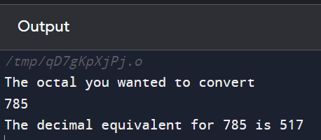 OCTAL TO DECIMAL IN C