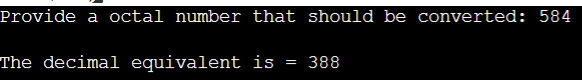 OCTAL TO DECIMAL IN C