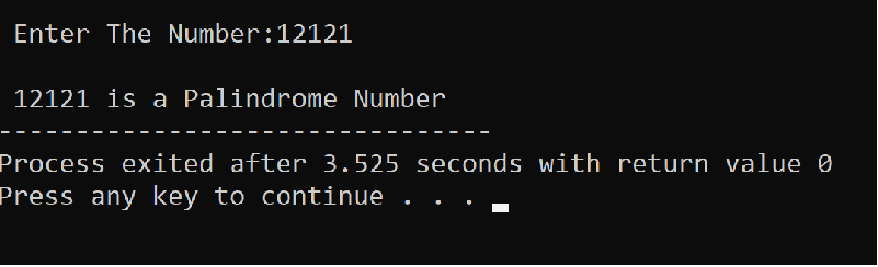Palindrome Number in C