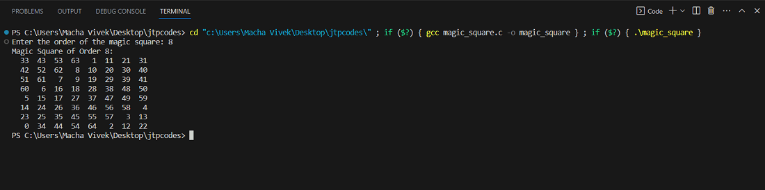 Print Magic Square in C