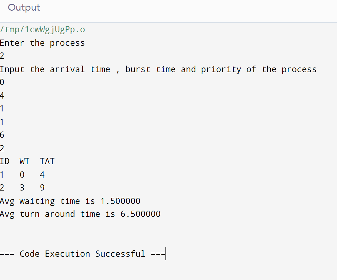 Priority Scheduling Program in C With Arrival Time