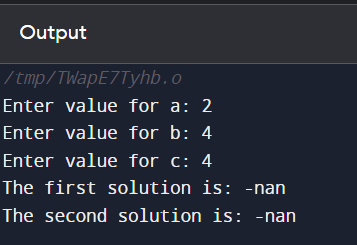 QUADRATIC EQUATION IN C