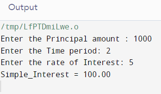 SIMPLE INTEREST PROGRAM IN C