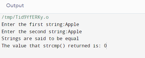 Strcmp() Function In C