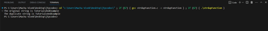 strdup() function in c