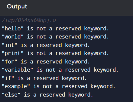 Which is not a reserved keyword in c