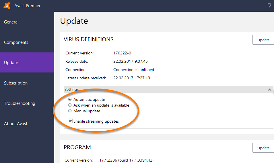 How do I update my antivirus program