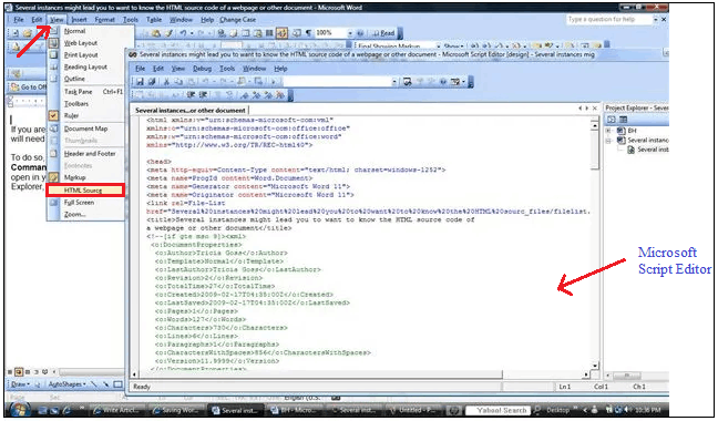 Viewing html in word