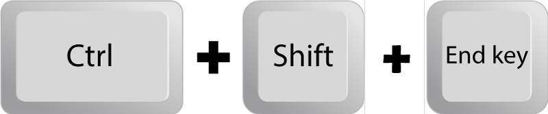 What does the Ctrl + Shift + End do