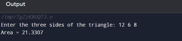 AREA OF TRIANGLE IN C++