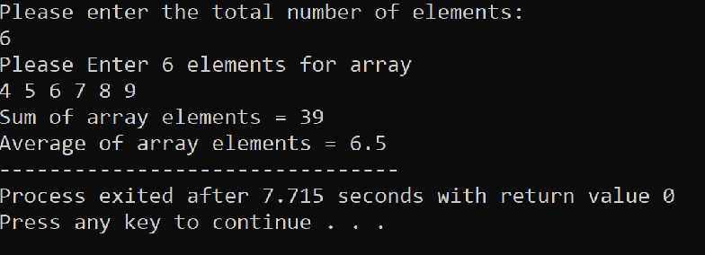Array program in C++
