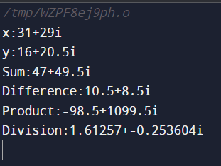 Complex Number Program in C++