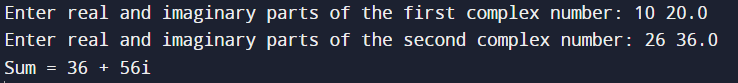 Complex Number Program in C++